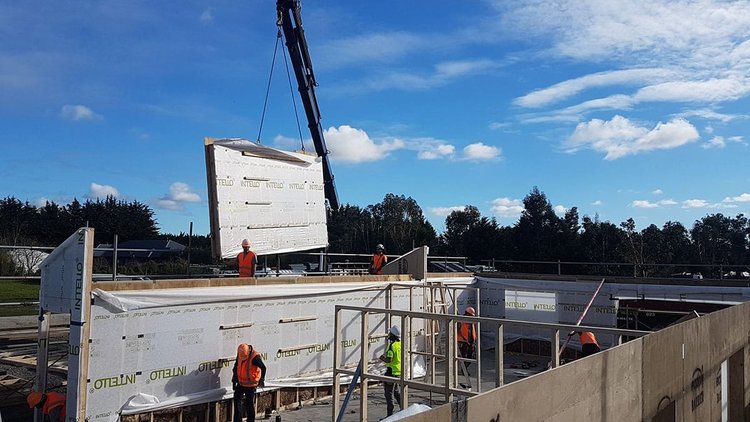 The Gibbon Passive House North Canterbury - Prefabricated structural insulated wall panels arrived on site ready for mounting, already complete with insulation and INTELLO<sup>®</sup> intelligent air barrier membranes.
