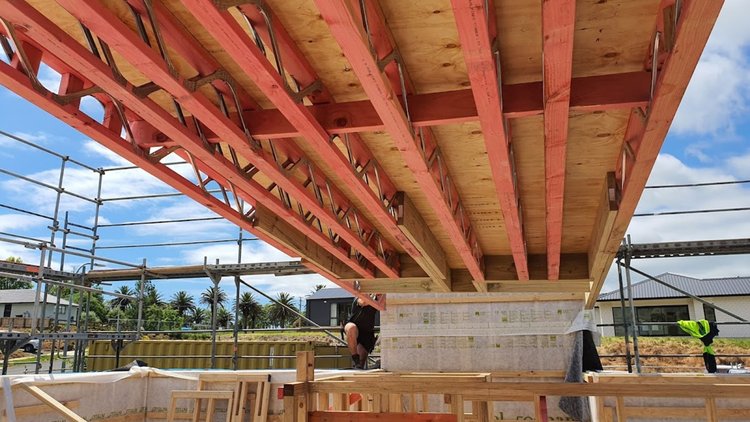 Waihi Passive House - Prefabricated wall panels installation on-site