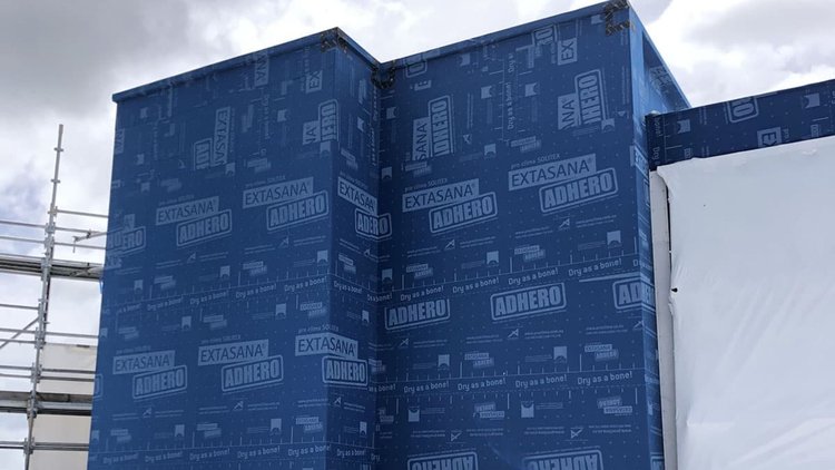 Westlight Project Auckland - The exterior of the building envelope covered with pro clima SOLITEX EXTASANA ADHERO<sup>®</sup> Self-Adhesive Weather Resistive Barrier