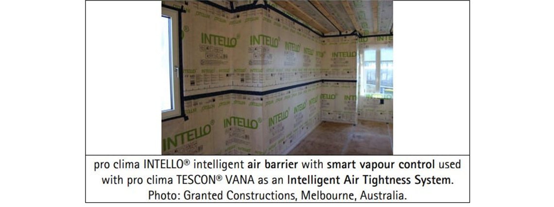 INTELLO<sup>®</sup> Intelligent Air Barrier with Smart vapour Control used with TESCON VANA as a Intelligent Air Tightness System