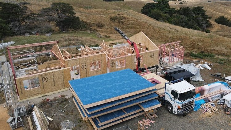 Raglan House - Sustainable healthy passive house SIP Panels with crane