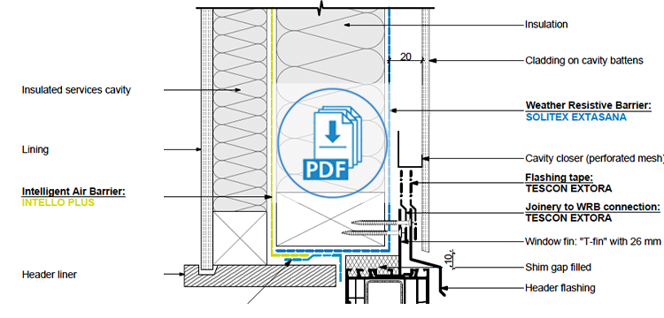 WD4414 uPVC Window to 90 mm Timber Framing Window Position