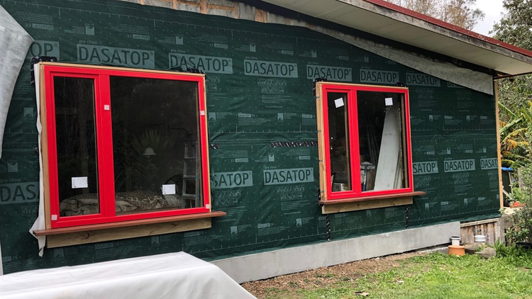 Kaiwaka House - DASATOP<sup>®</sup> Intelligent Air Barrier was installed onto the wall framing on outside