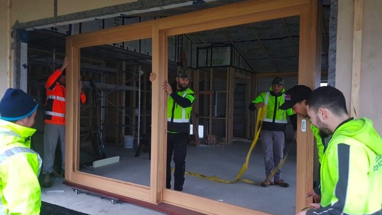 The Gibbon Passive House North Canterbury - Preparation of windows installation