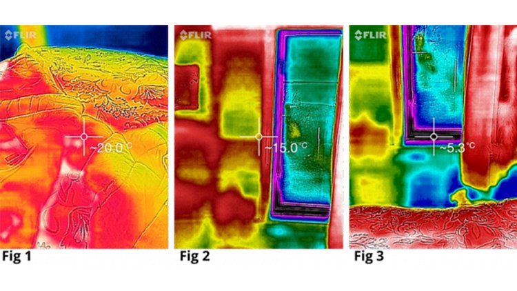 The internal surface temperature of the window frame